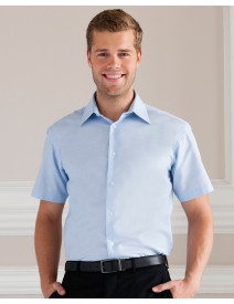 Russell Collection Men's Short Sleeve Easy Care Tailored Oxford Shirt